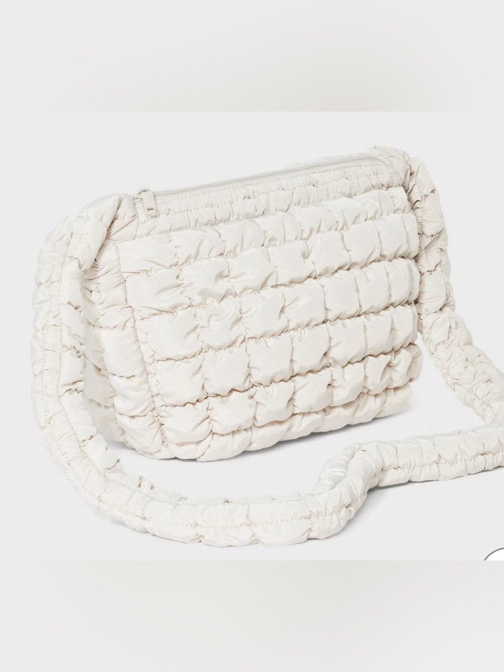 Quilted Puffer Crossbody Bag - Cream